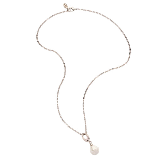 Baroque Pearl and Platinum Charm Necklace