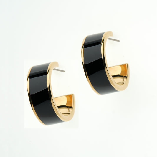 Jet Enamel Hoop Earrings