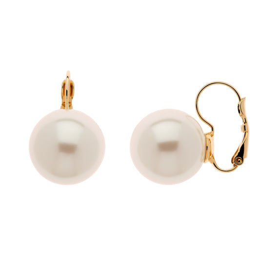 Gold Leverback and Pearl Earrings