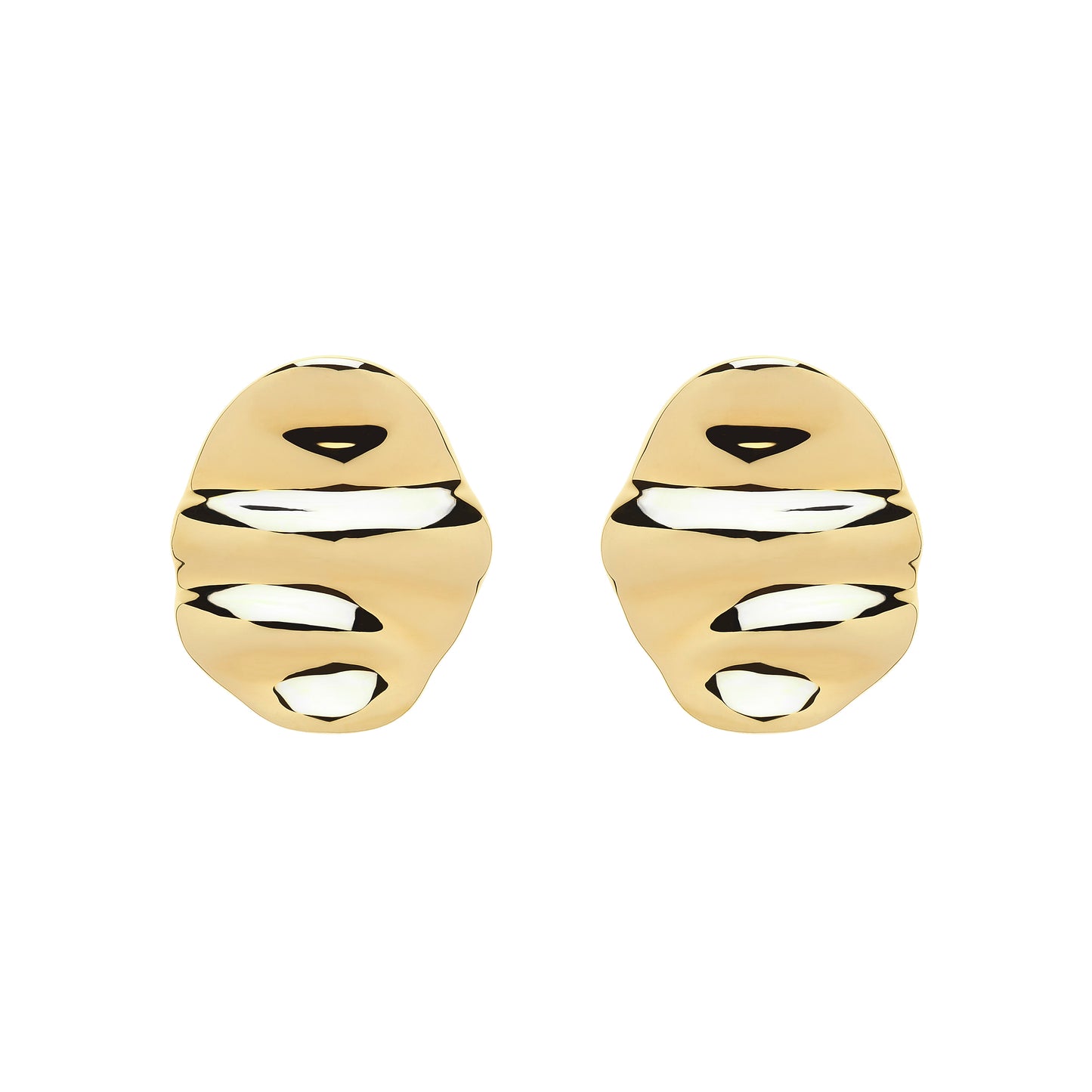 Gold Ripple Clip Earrings