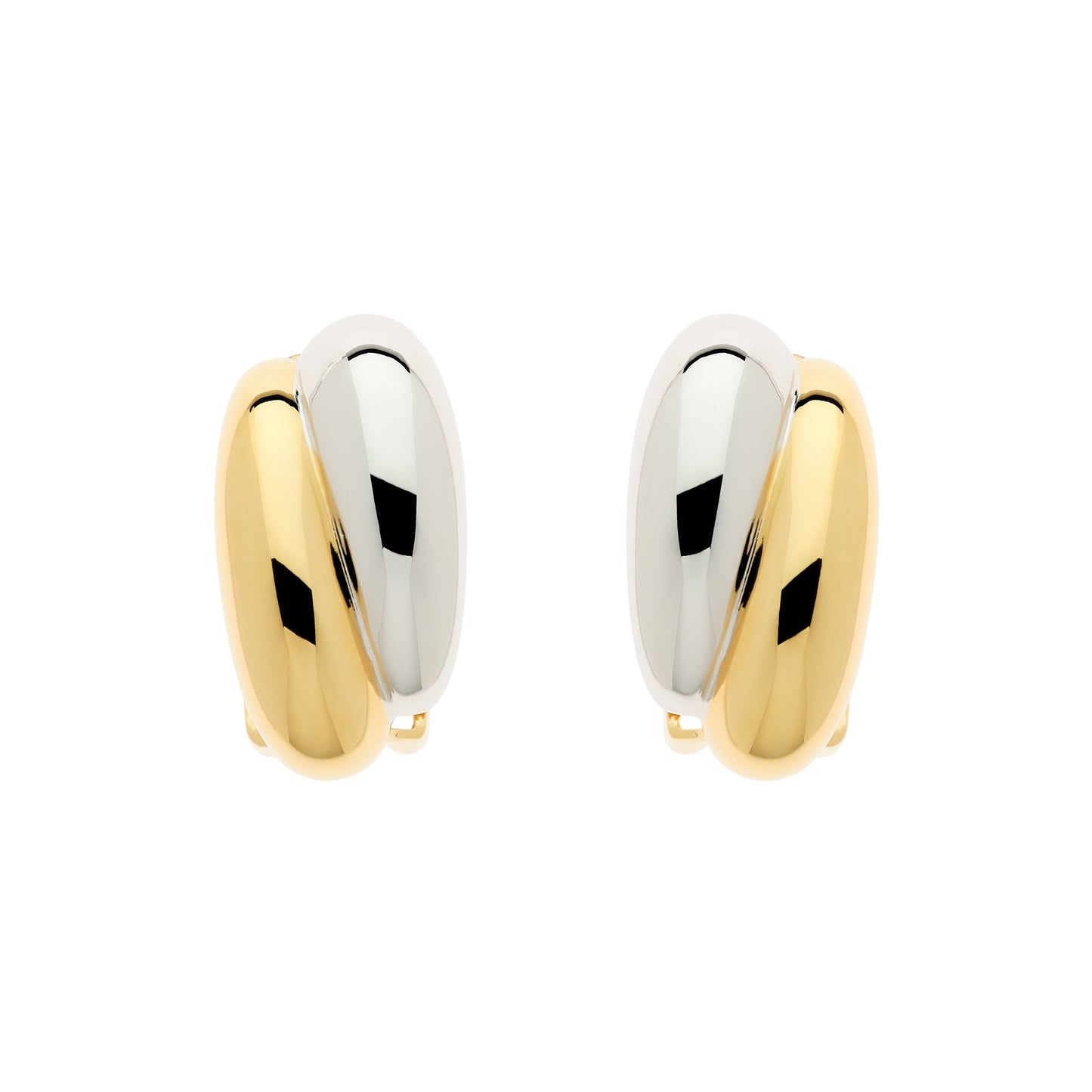 Gold & Platinum Curve Clip Earrings