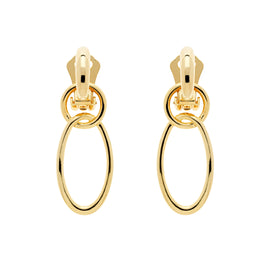 Gold Double Hoop Clip Earrings