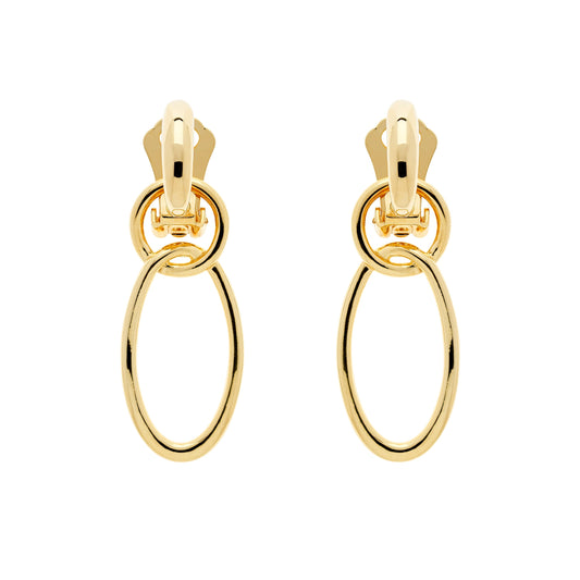 Gold Double Hoop Clip Earrings