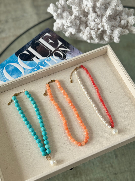 Turquoise and Baroque Pearl Necklace