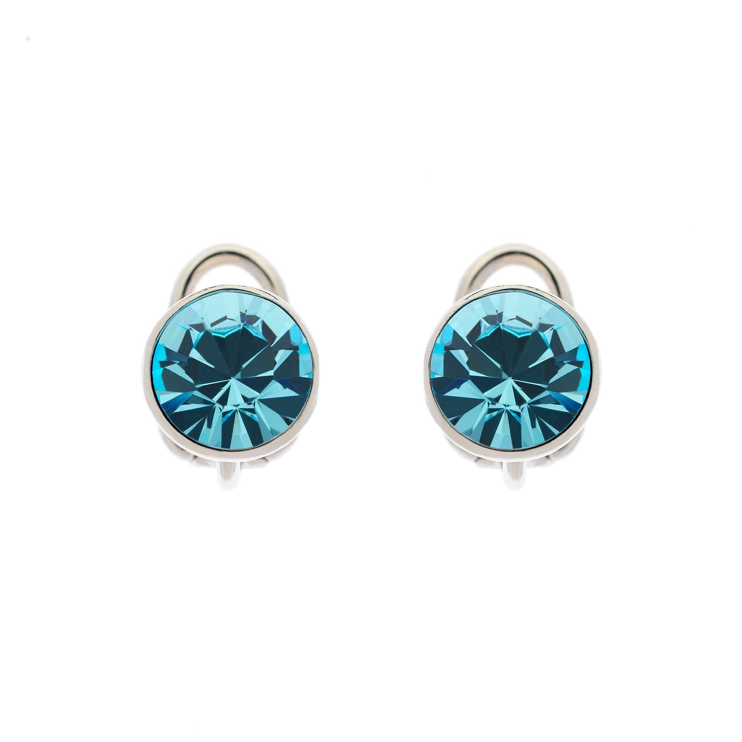 Aqua Crystal Clip Earrings