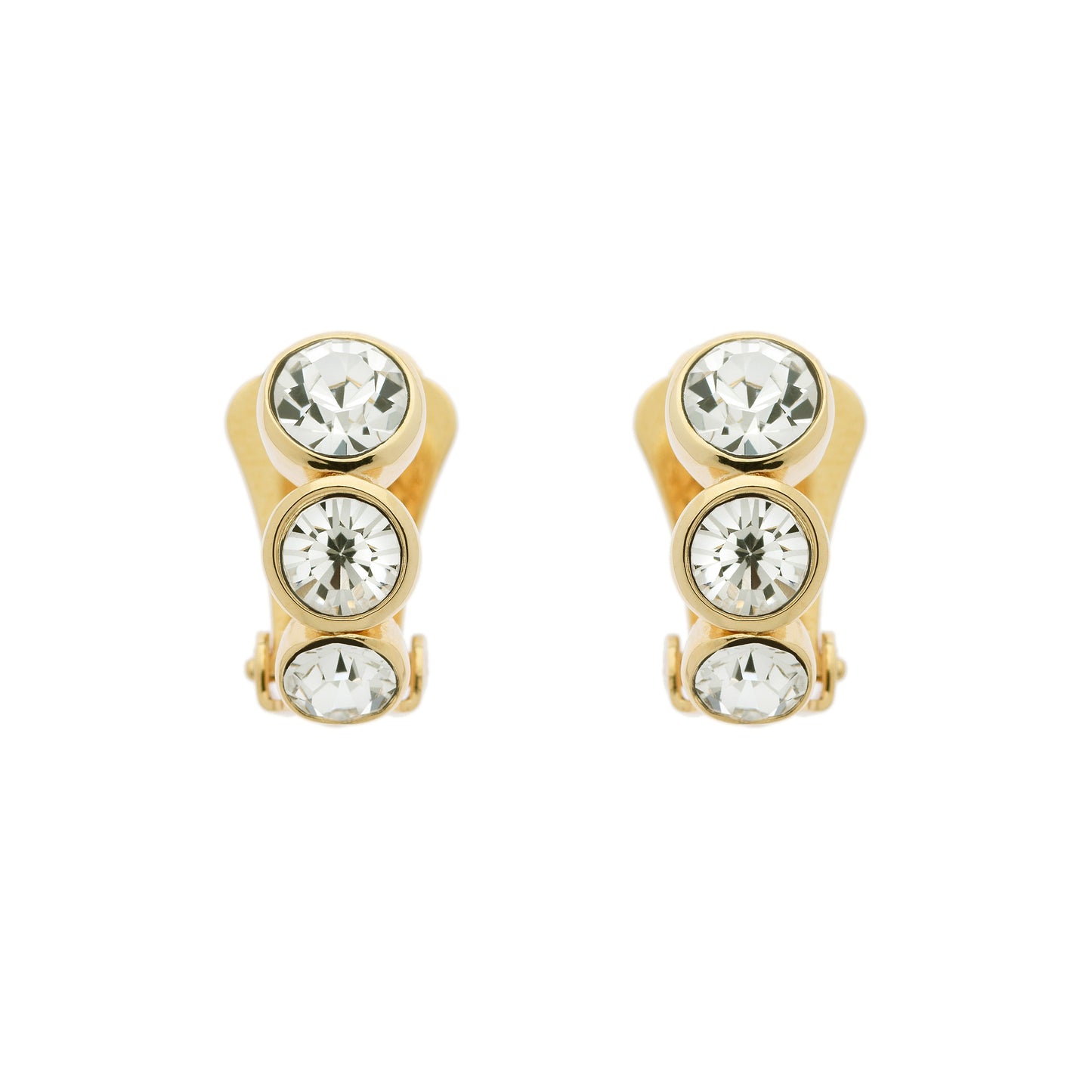 Gold Crystal Clip Earrings
