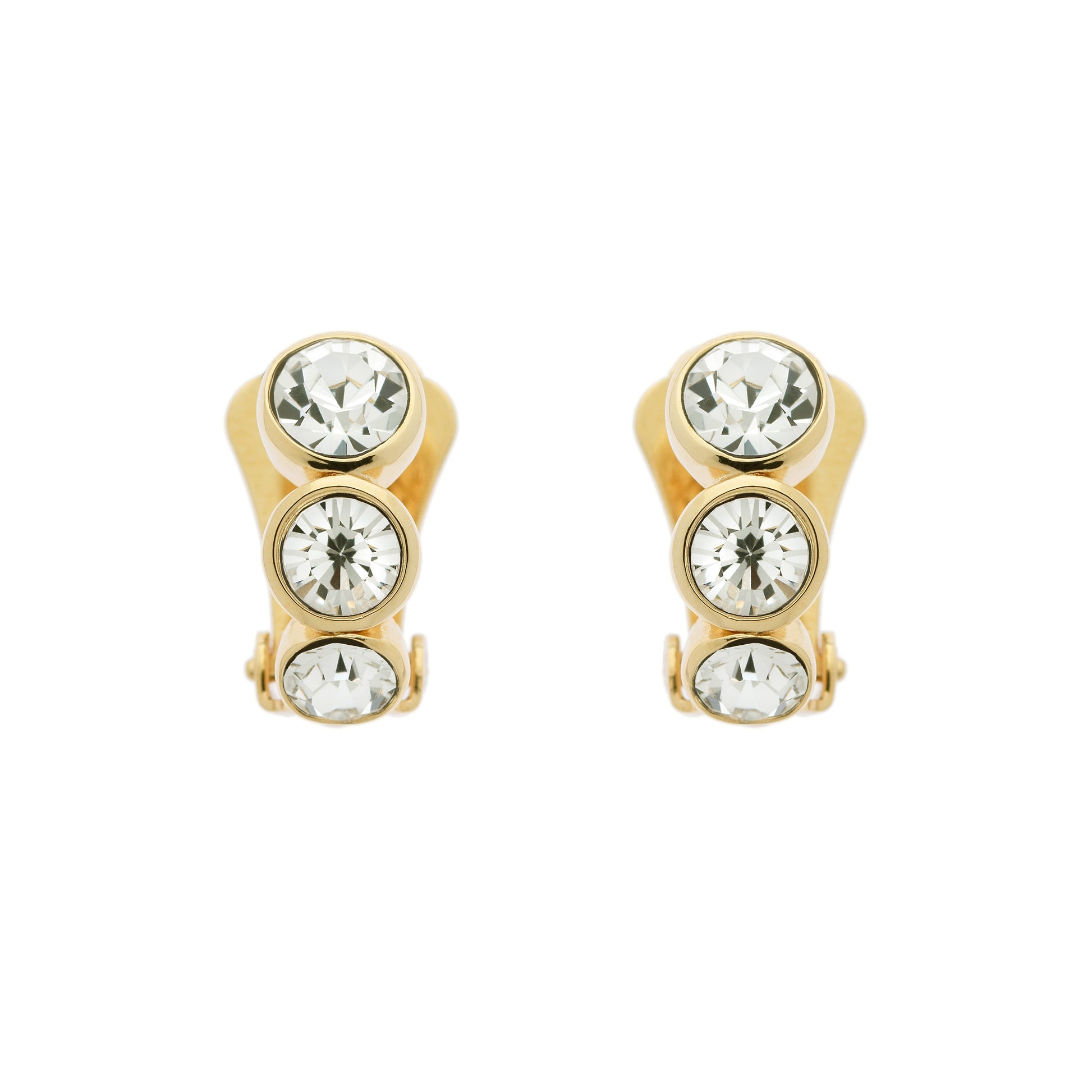 Gold Crystal Clip Earrings