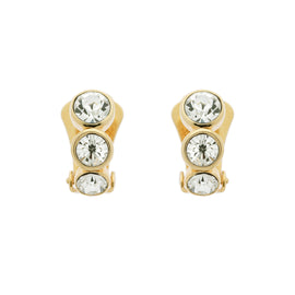 Gold Crystal Clip Earrings