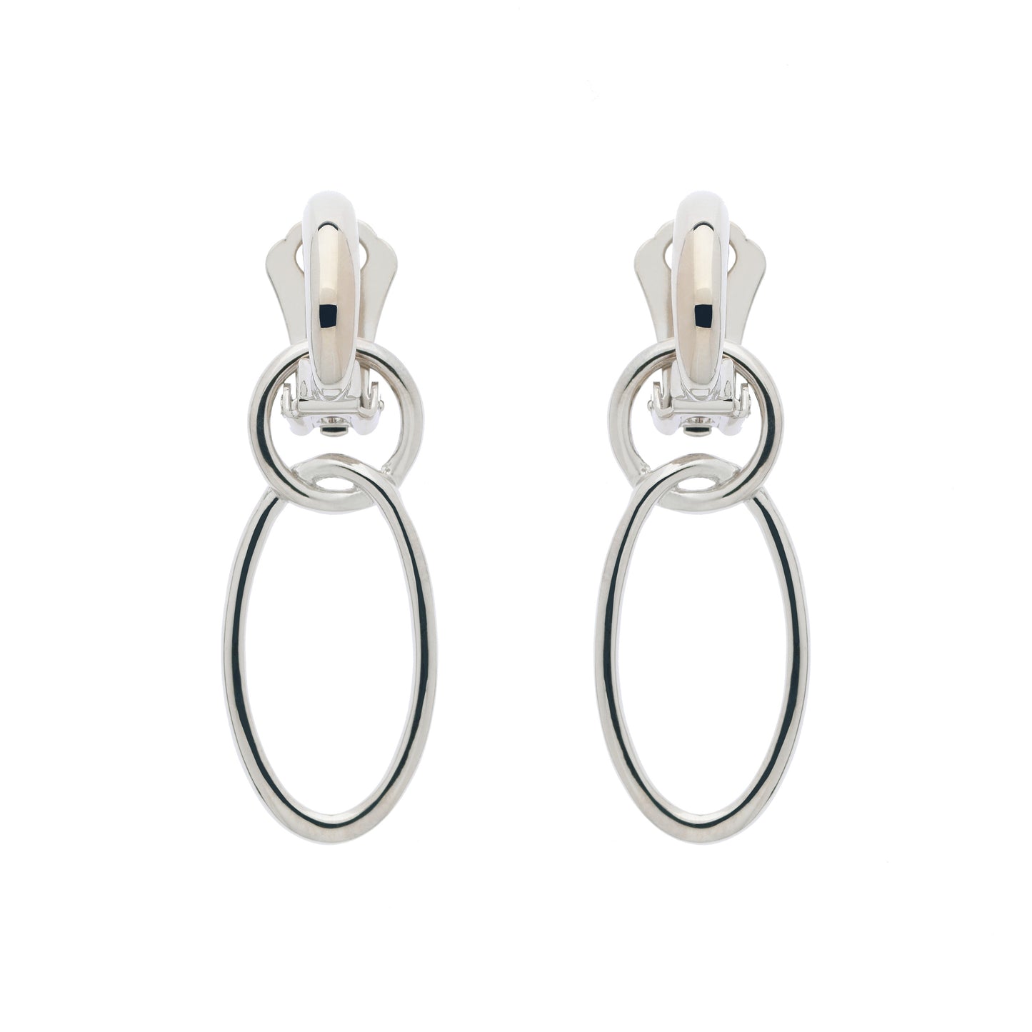 Platinum Double Hoop Clip Earrings