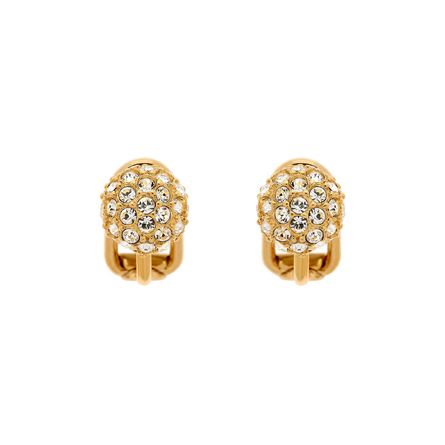 Gold & Crystal Stud Clip Earrings