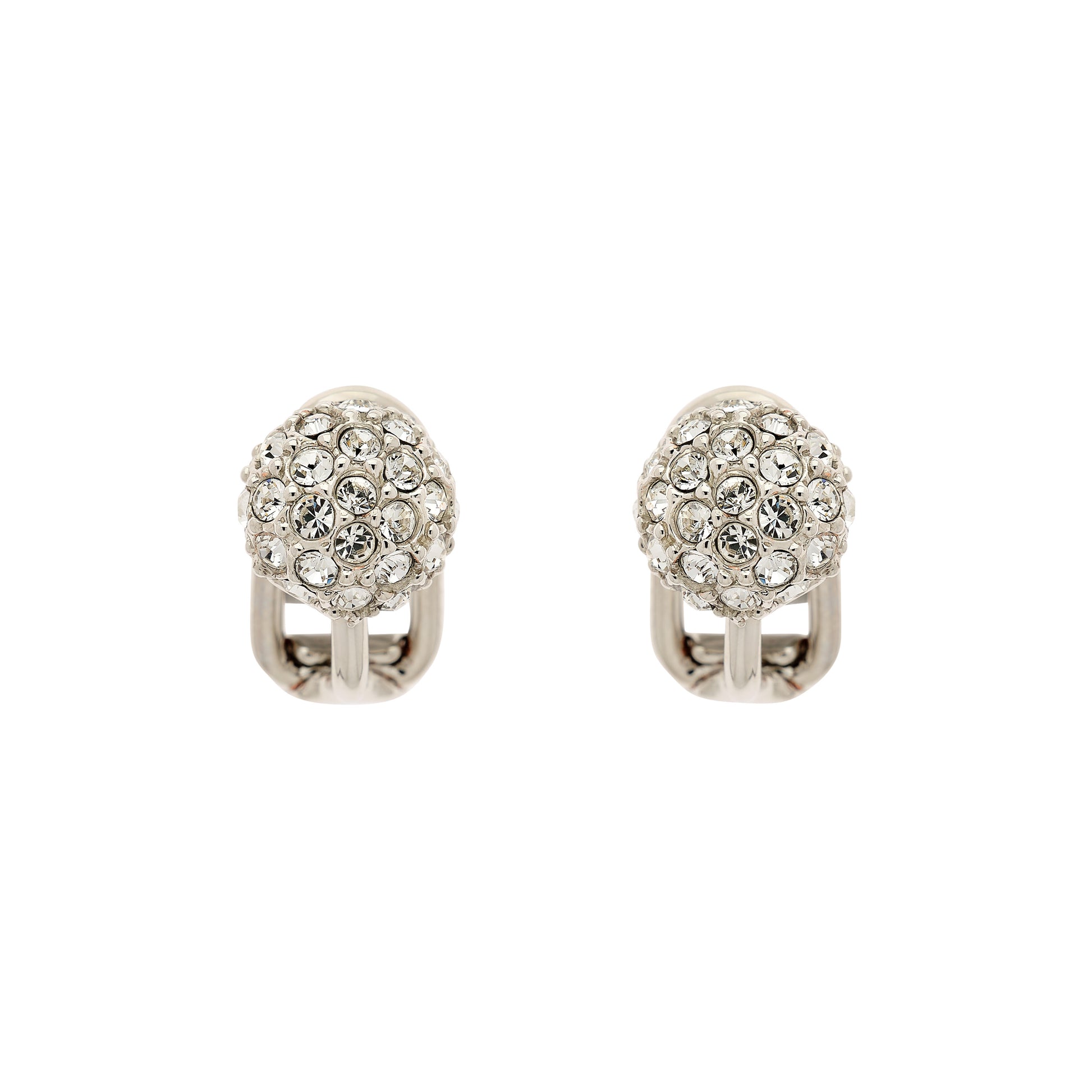 Platinum Pave Crystal Clip on Earrings