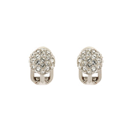 Platinum Pave Crystal Clip on Earrings