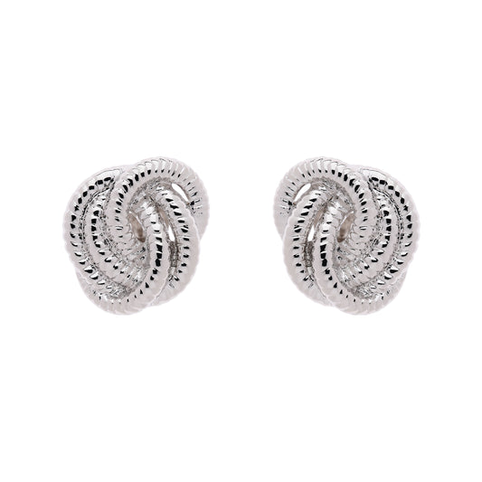 Platinum Knot Clip Earrings
