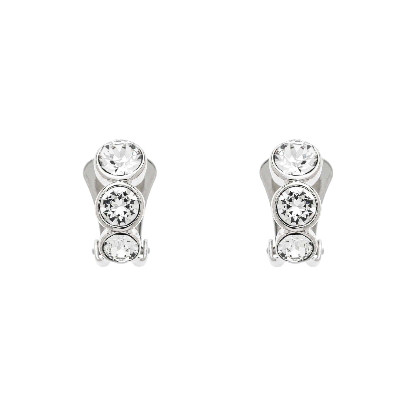 Platinum Crystal Trio Clip Earrings
