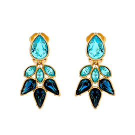 Sapphire & Aqua Crystal Statement Clip Earrings