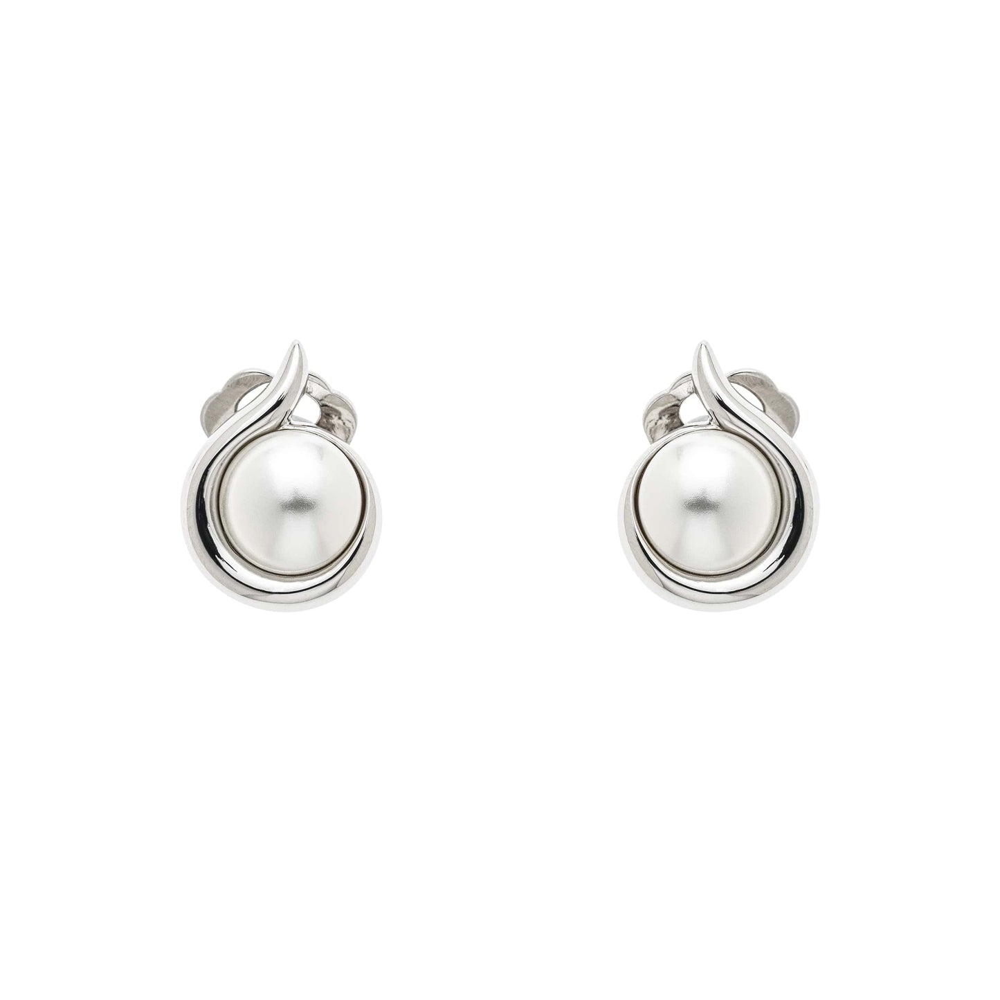 Platinum & Pearl Curl Clip Earrings
