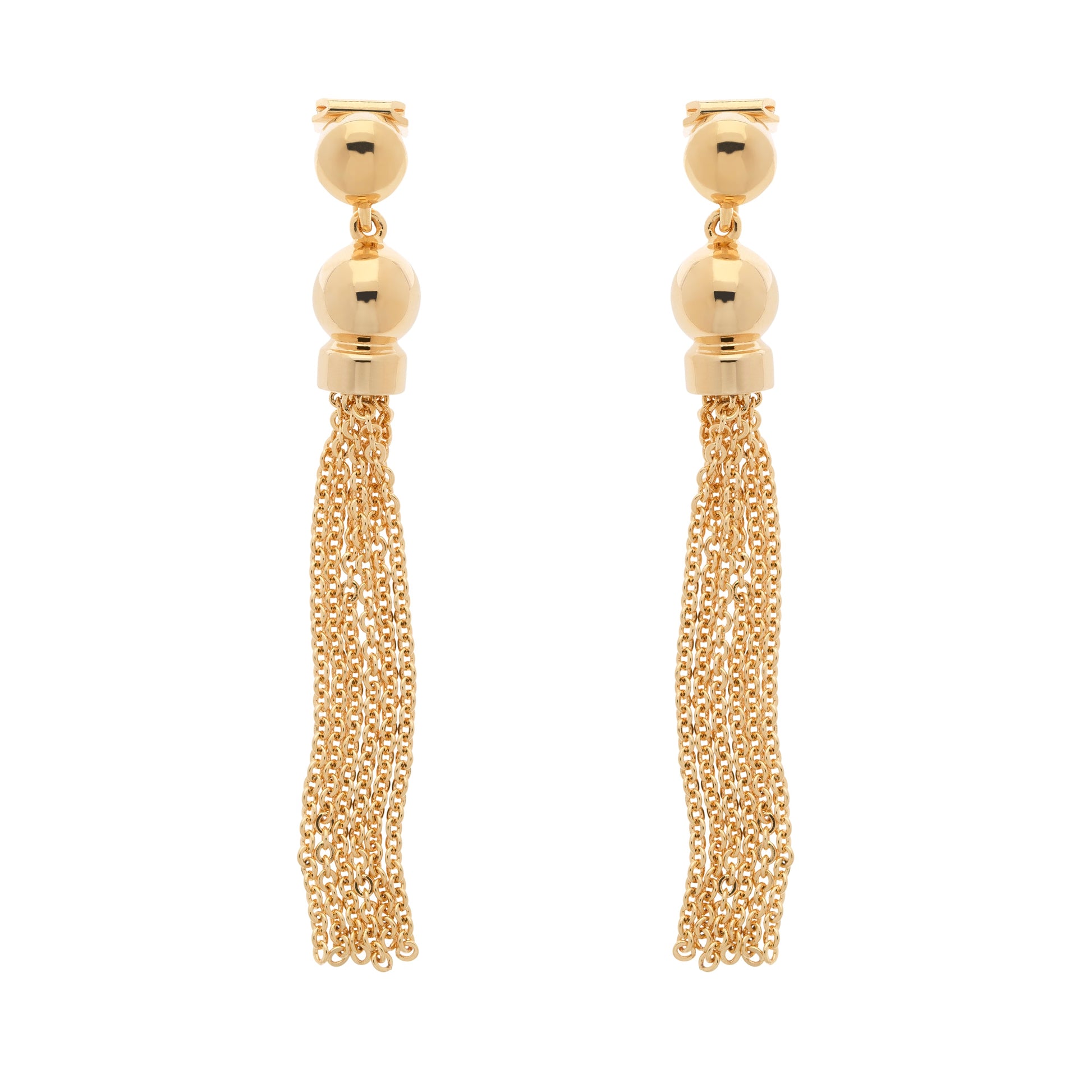 Gold Tassel Clip Earrings