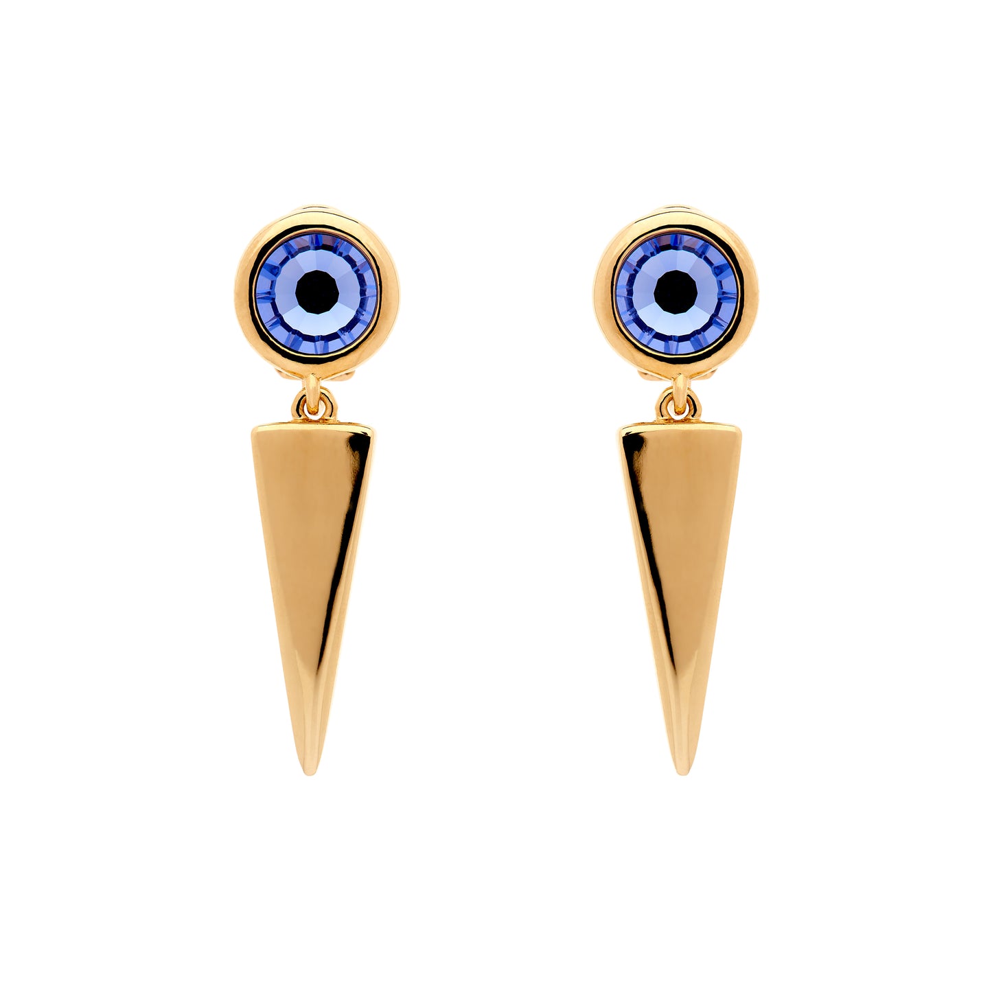 Blue violet crystal clip earrings