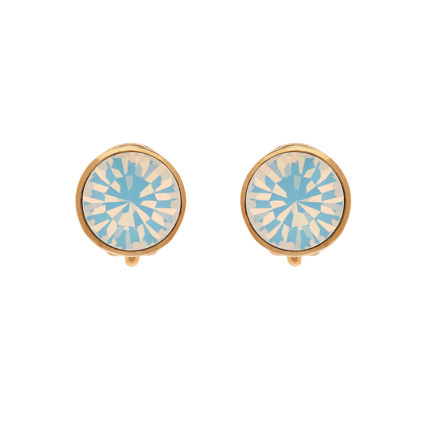 Gold Opal Crystal Clip Earrings