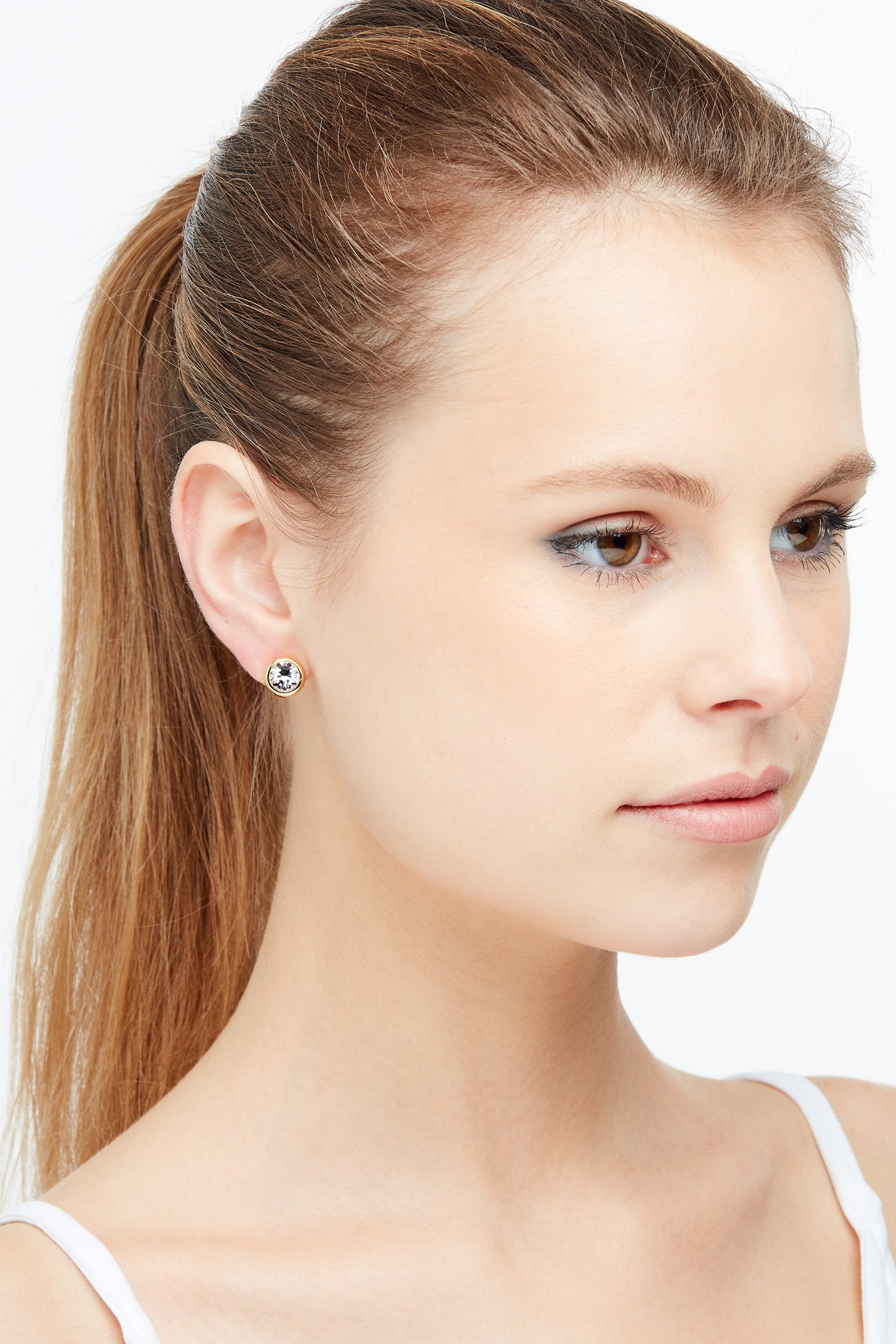 Gold Crystal Stud Clip Earrings