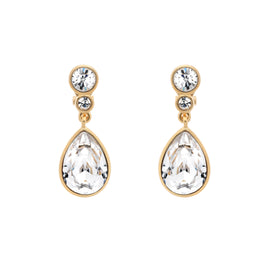 Gold Crystal Teardrop Clip Earrings