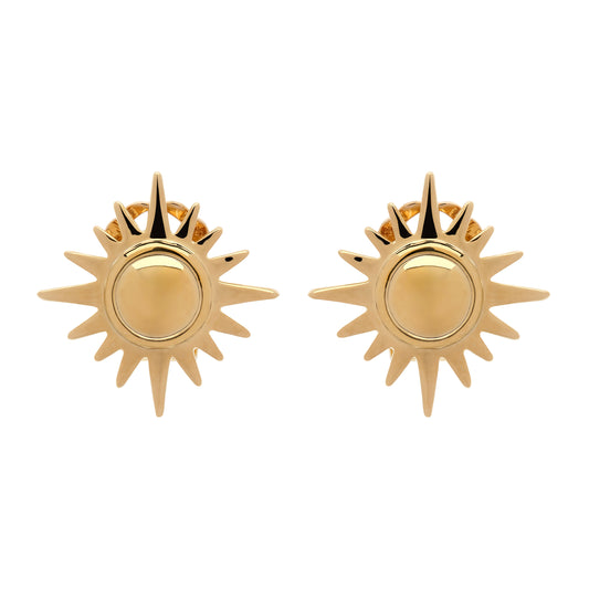 Gold Sunburst Clip Earrings