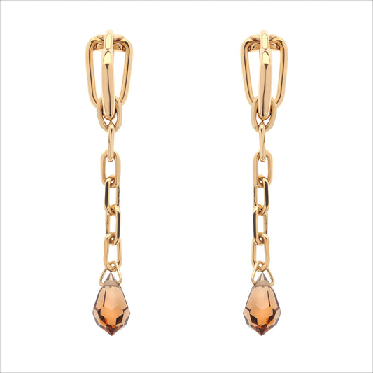Smoked Topaz Briolette Drop Clip Earrings