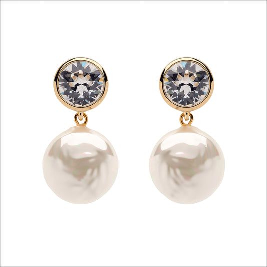 Crystal and Coin Pearl Earrings