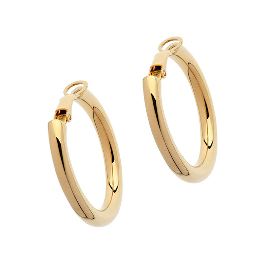 Gold Polished Hoop Clip on Earrings