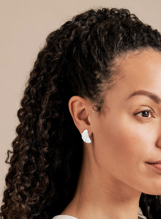 Platinum Wave Clip Earrings