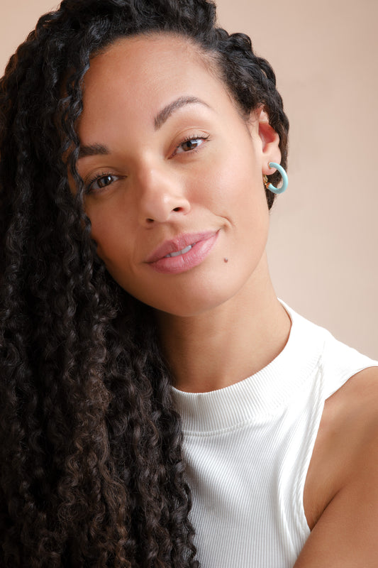 Turquoise Resin Hoop Clip Earrings