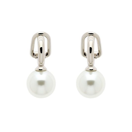 Platinum & Pearl Drop Clip Earrings