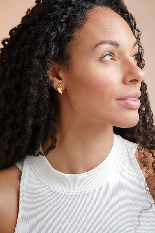 Gold Wave Clip Earrings