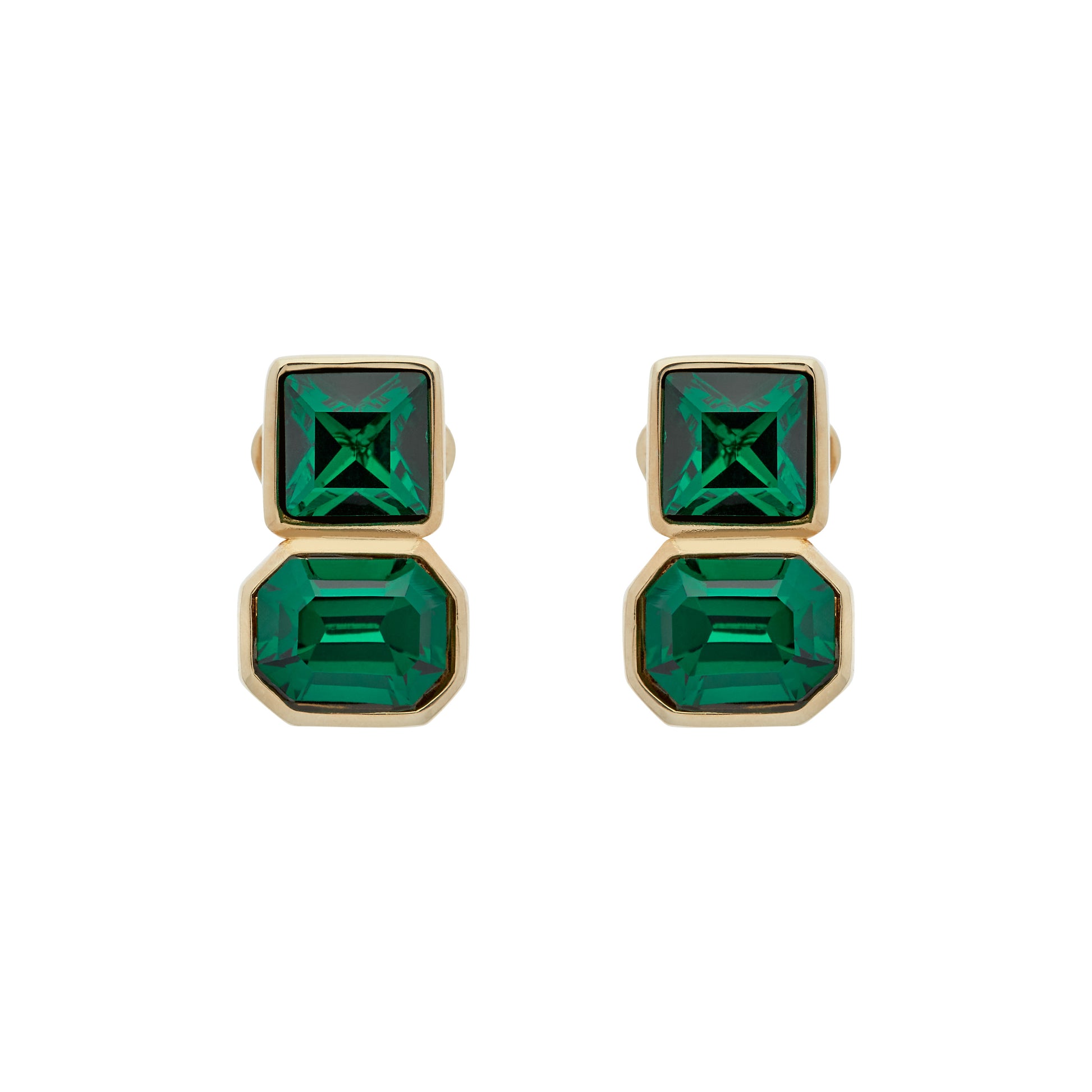 Emerald Green Crystal Clip Earrings