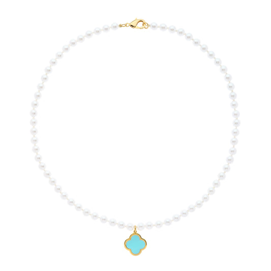 Pearl & Enamel Flower Pendant