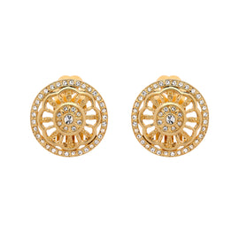 Gold Crystal clip on Earrings