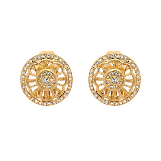 Gold Crystal clip on Earrings