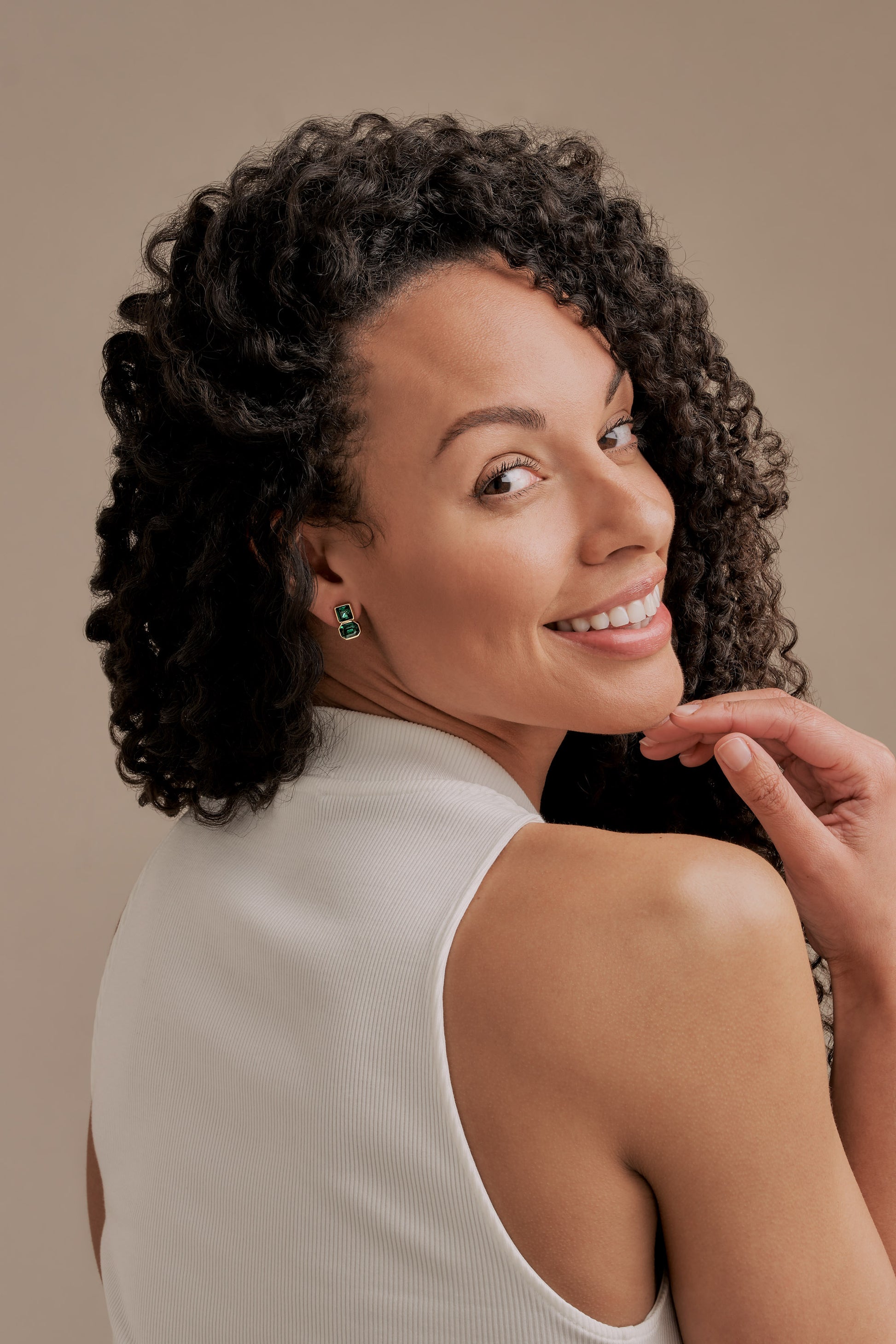 Emma Holland Emerald green crystal clip on earrings