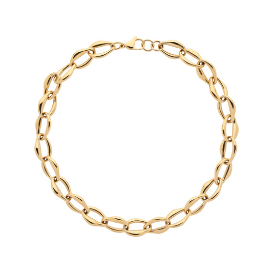 Gold chain bracelet on a white background