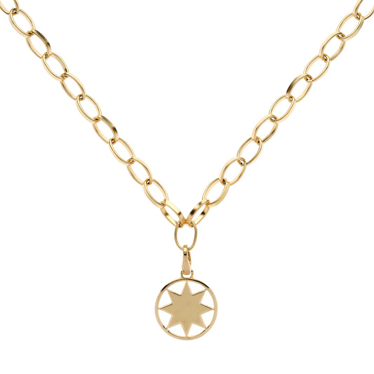 Gold Star Disc Charm Necklace