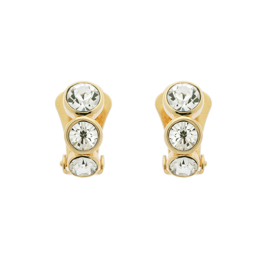 Gold Crystal Clip Earrings