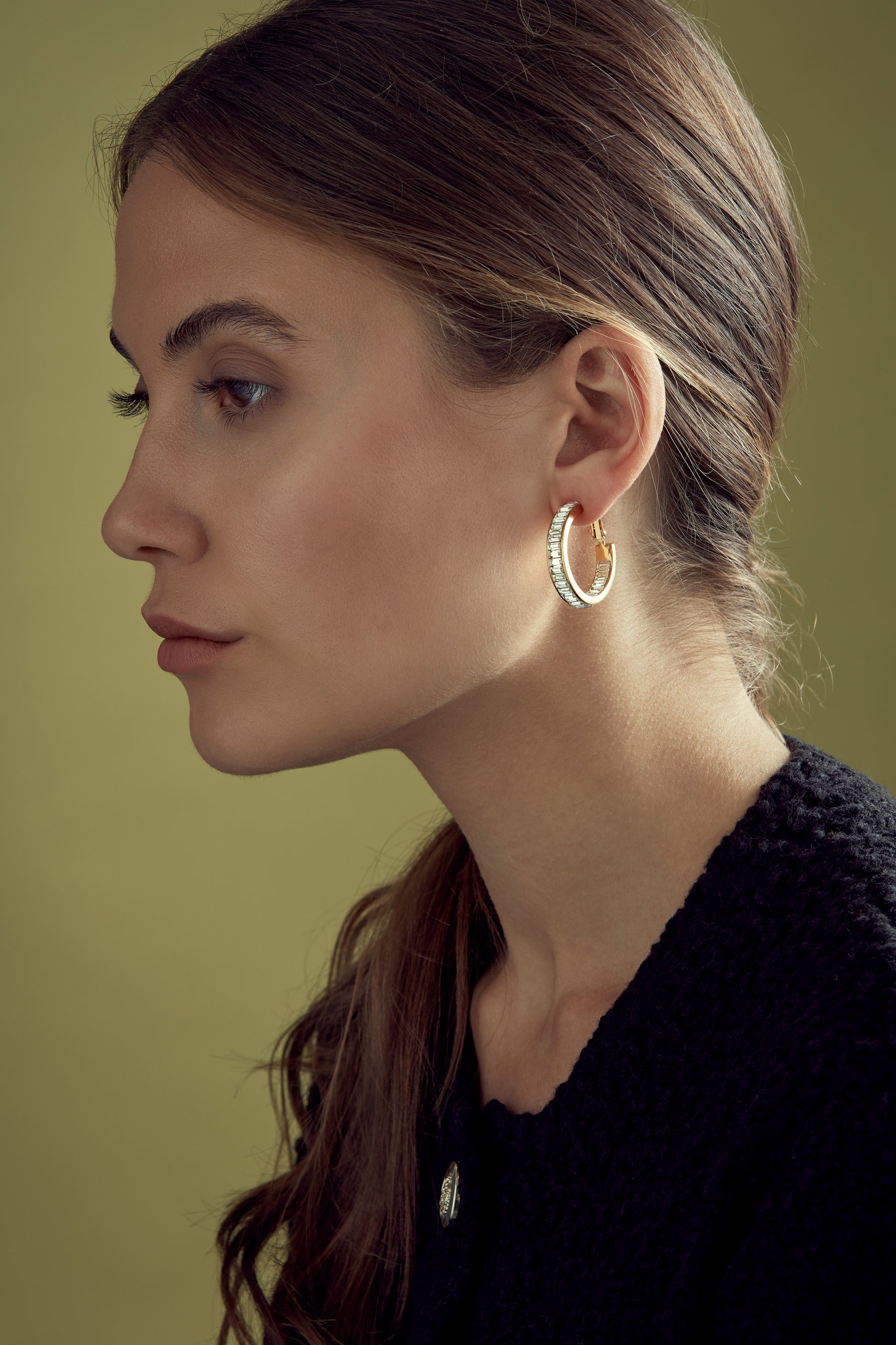 Crystal Hoop Statement Earrings on model