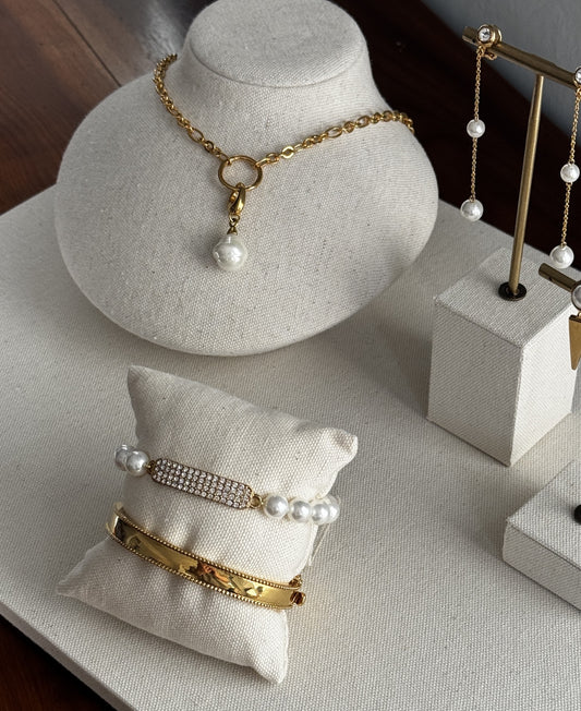 Pearl and Crystal Bar Bracelet