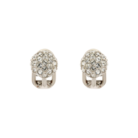 Platinum Pave Crystal Clip on Earrings