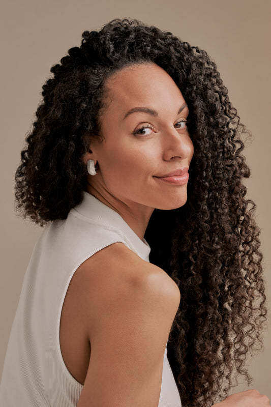 Silver large curved clip on earrings