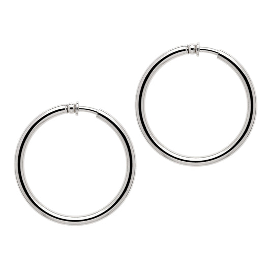 Silver Large Hoop Clip Earrings