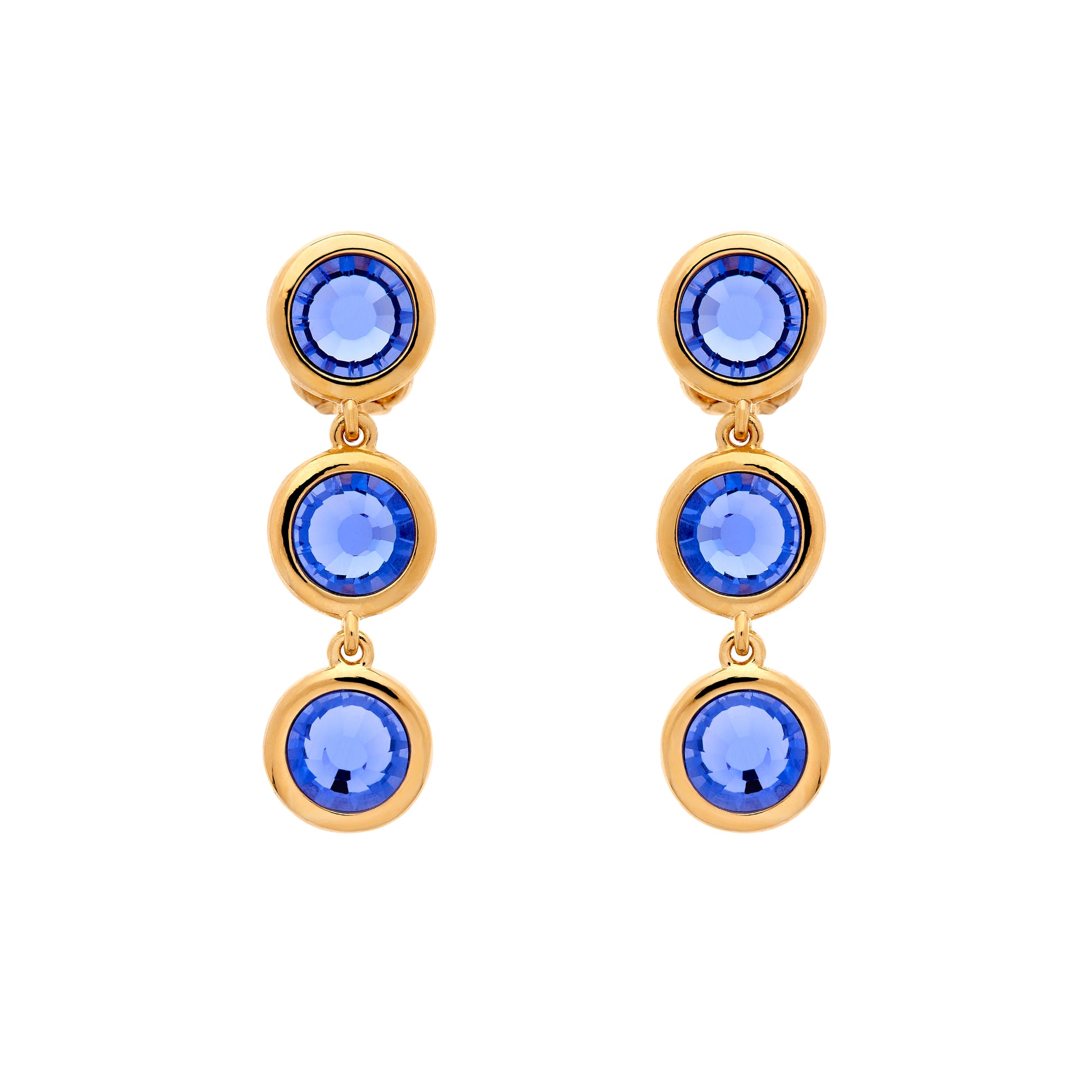 Blue Violet Crystal Clip on Earrings