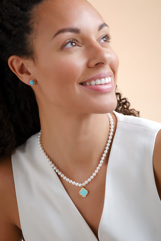Pearl and Enamel Flower Pendant