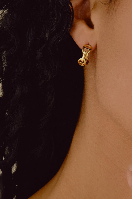 Gold Link Hoop Earrings