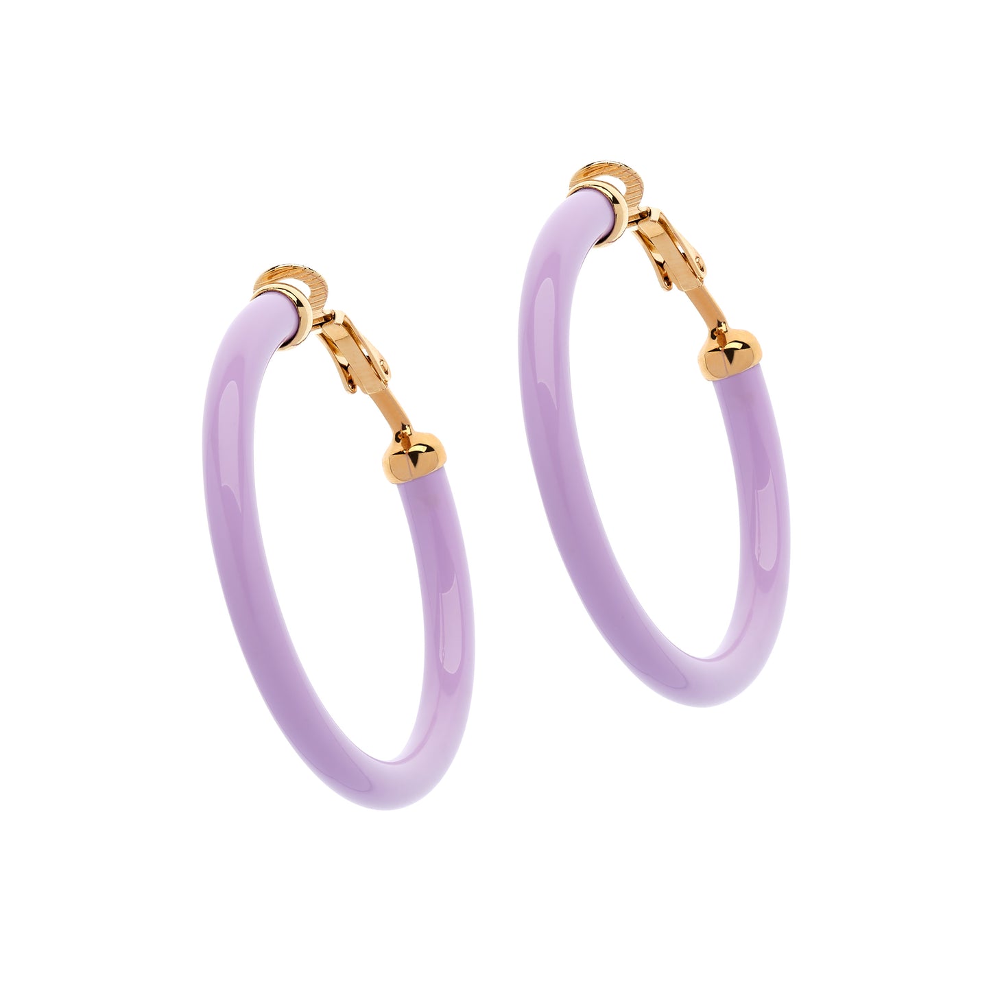 Lilac Resin Hoop Clip Earrings